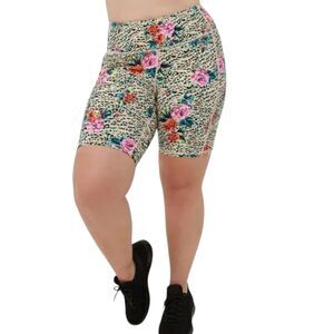 Torrid Performance Core 9" Jungle Floral Active Bike Shorts Side Pockets Size 1